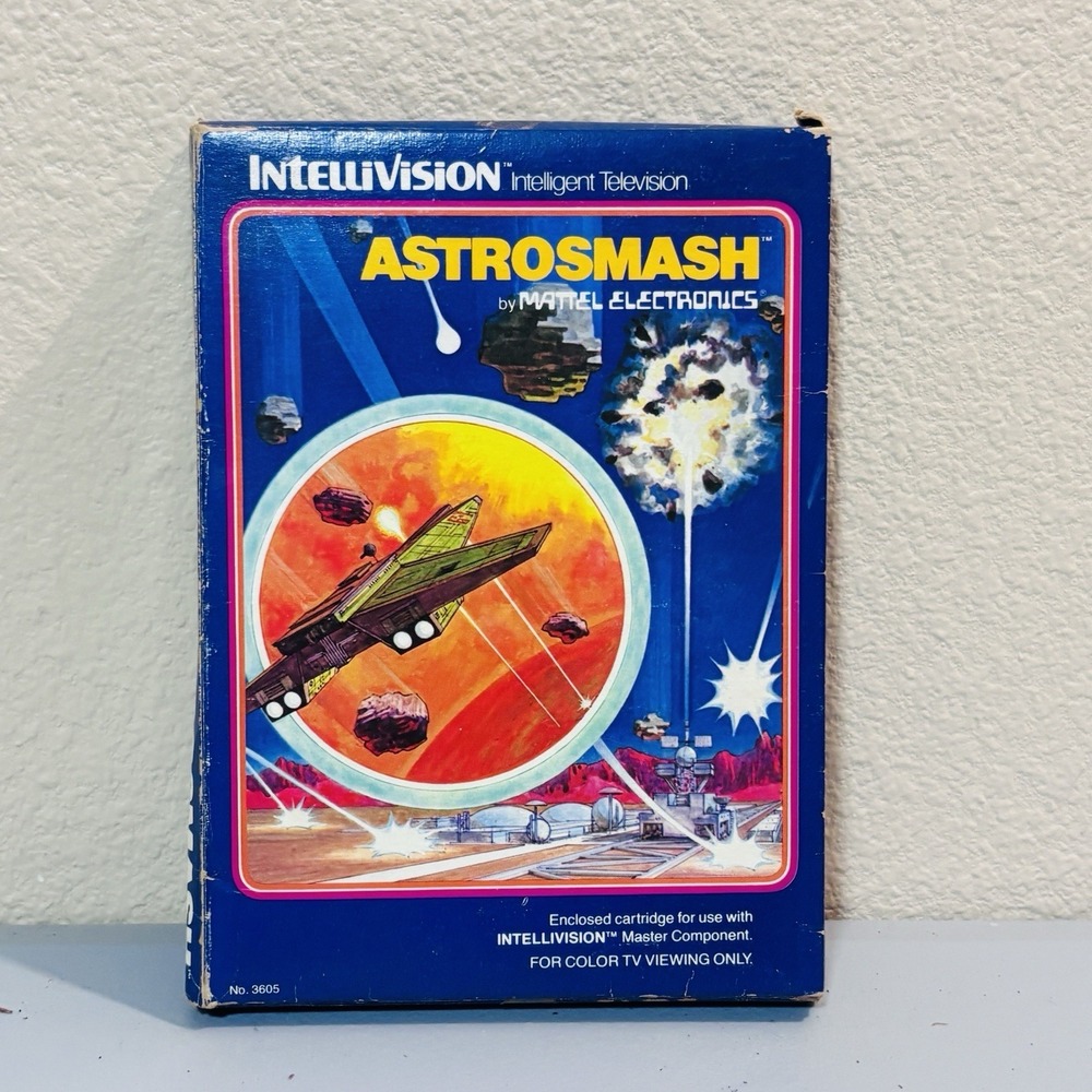 Astrosmash Intellivision 1981 Video Game In Box Cartridge Instructions Overlays